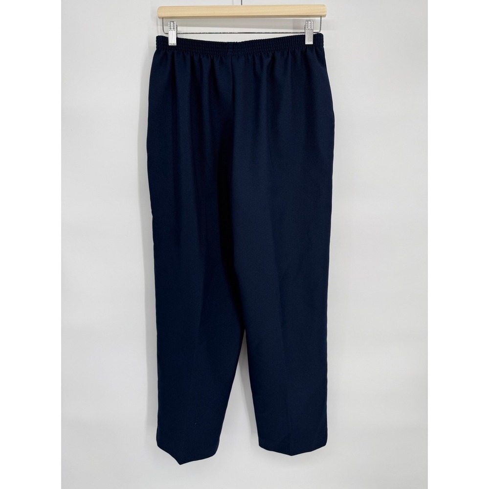 Alfred Dunner Navy Blue Elastic Waist Polyester Pants Women's Size 14‎